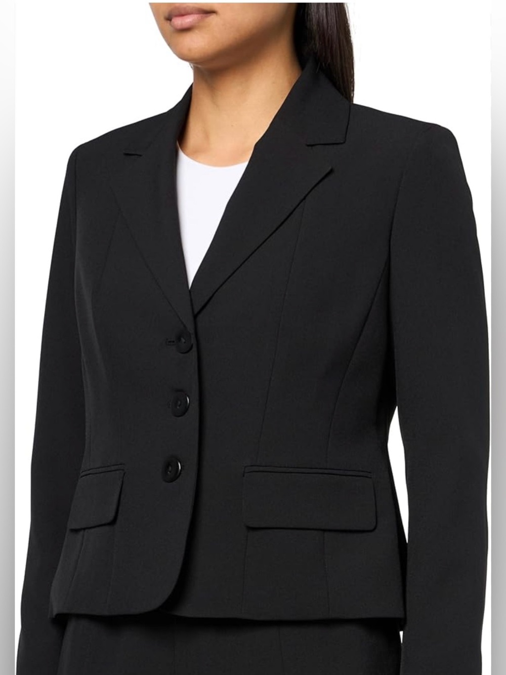 Let Suit women’s size 6P tailored 3 button front textured black/metallic blazer